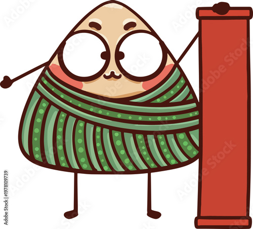 Hand-drawn cartoon illustration of glutinous rice balls for Dragon Boat Festival
