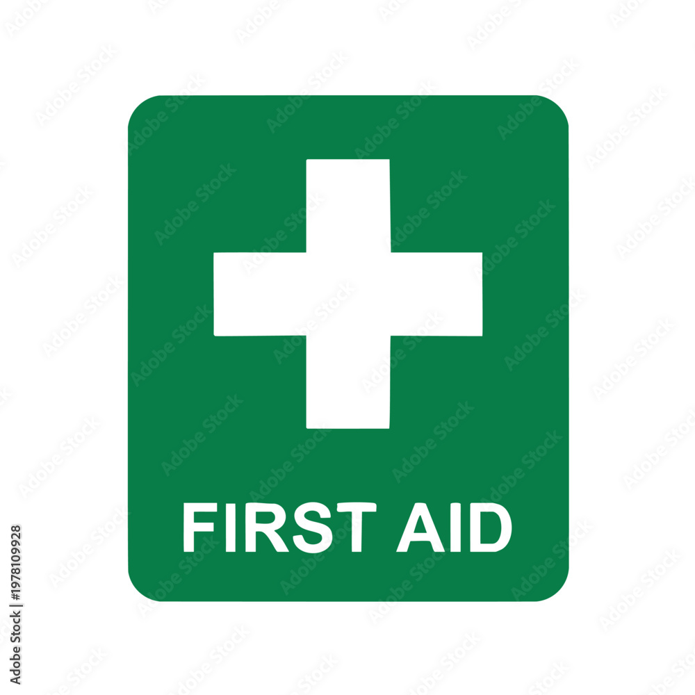 Obraz premium First aid cross medical emergency help sign.