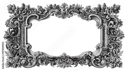 Antique baroque floral frame with intricate arabesque patterns