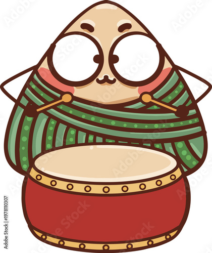 Hand-drawn cartoon illustration of glutinous rice balls for Dragon Boat Festival
