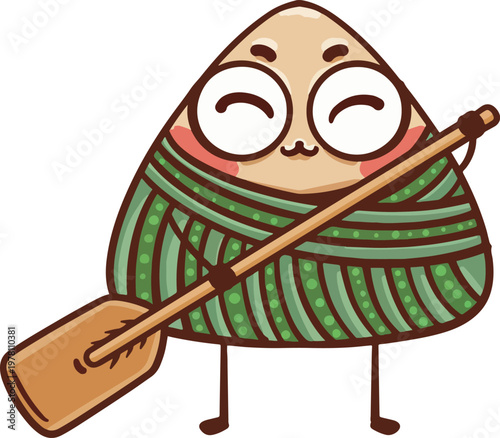 Hand-drawn cartoon illustration of glutinous rice balls for Dragon Boat Festival
