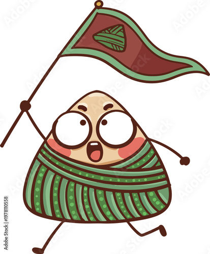 Hand-drawn cartoon illustration of glutinous rice balls for Dragon Boat Festival
