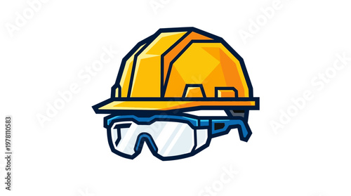 Yellow Hard Hat and Safety Goggles.