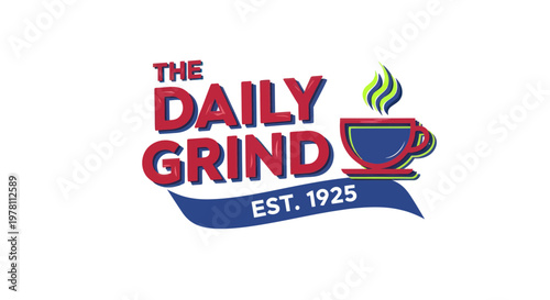 The Daily Grind Coffee Est. 1925 Logo with Steaming Cup