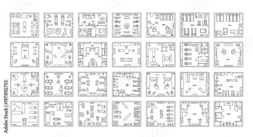 Architectural Floor Plans Collection Blueprint Design.