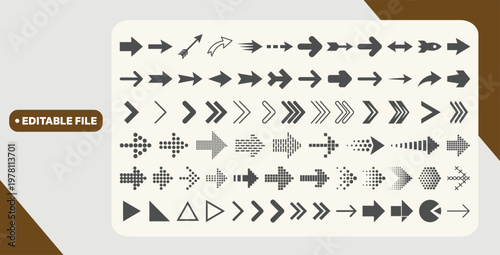 Arrow icon set, arrow cursor collection, different arrow signs, black arrows icons