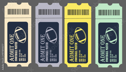 Admit one tickets, event entry passes, colorful ticket stubs, admission tickets, vector icons