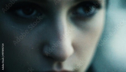Close-up of a person's face with a dynamic motion blur effect.