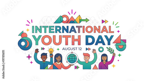 International Youth Day celebration with diverse young people  