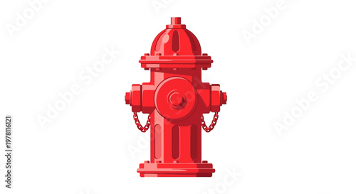 Vibrant Red Fire Hydrant Icon on a Clean White Background, Representing Safety and Emergency Services