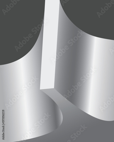 Abstract Silver Gradient Curved Shapes Background Vector Graphic
