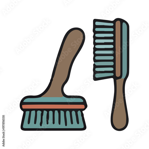 Hand Drawn Cleaning Brushes Icon