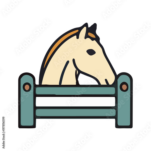 Cute Horse Head Behind Farm Fence