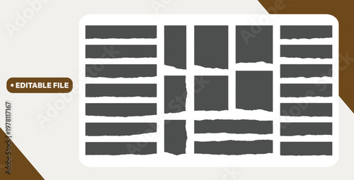 Torn sheets of paper. Torn paper strips set. Vector illustration