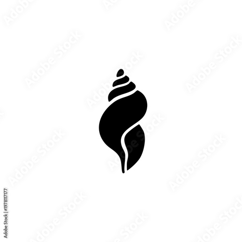 Spiral Conch Seashell Silhouette - Nautical Beach Decor Vector