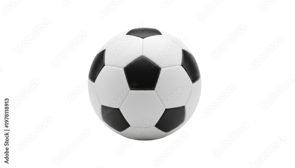 Fototapeta premium Realistic soccer ball illustration, classic black and white football icon, sports equipment graphic for game design and posters isolated on Transparent Background