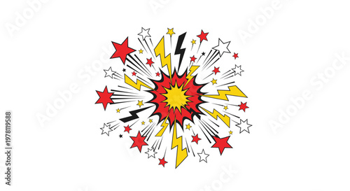 Explosion of Stars and Lightning Bolts, Comic Book Style
