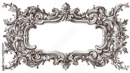 Baroque decorative floral arabesque frame with intricate designs