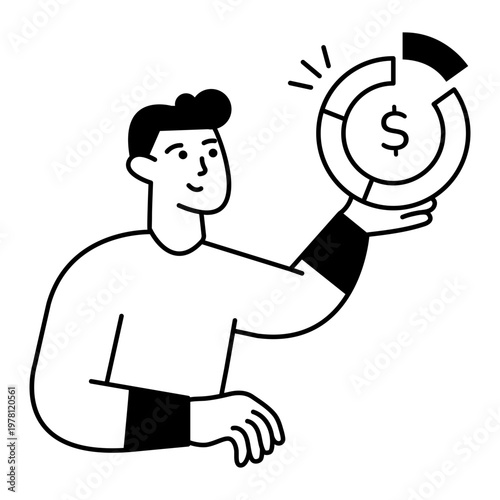 An outline style icon showing financial analysis


