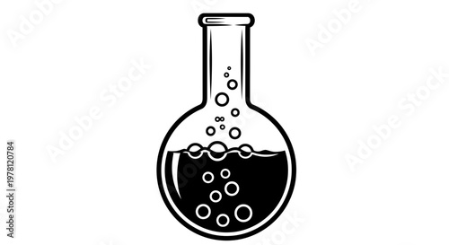 Chemical Flask with Bubbles - Science Laboratory Icon