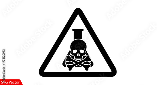 Danger Warning Sign: Skull and Crossbones with Chemical Flask
