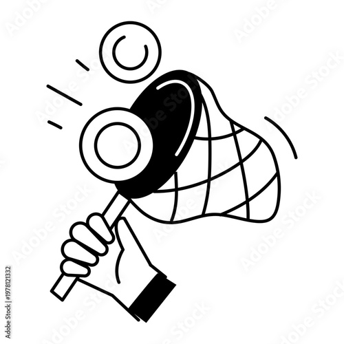 A line style icon depicting chasing money 


