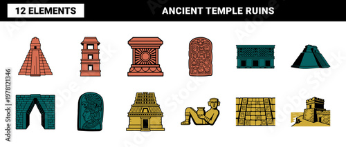 Ancient Mayan Temple and Architecture Set