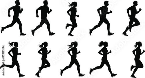 Silhouettes of runners in motion a dynamic depiction of athletic activity