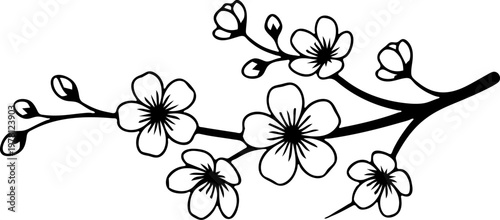 Luxury Fine Line Golden Cherry Blossom Branch Element Minimalist Sakura Motif