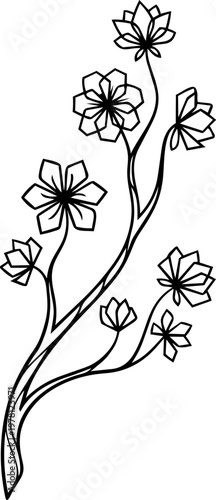 Luxury Fine Line Golden Cherry Blossom Branch Element Minimalist Sakura Motif