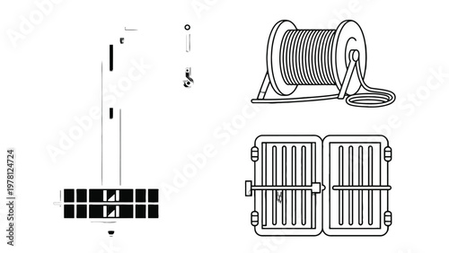 Illustrated Tool Set : A comprehensive illustration showcasing various essential tools, highlighting functionality and design. It focuses on the utility of essential instruments.