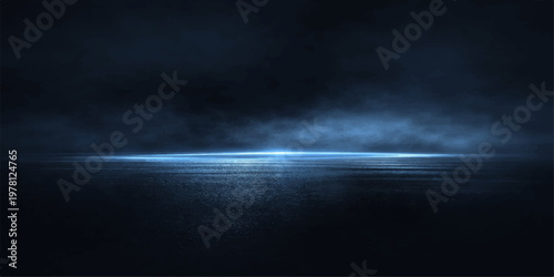 Lightning striking across a dark stormy night sky over clouds and ocean creating a dramatic atmospheric background