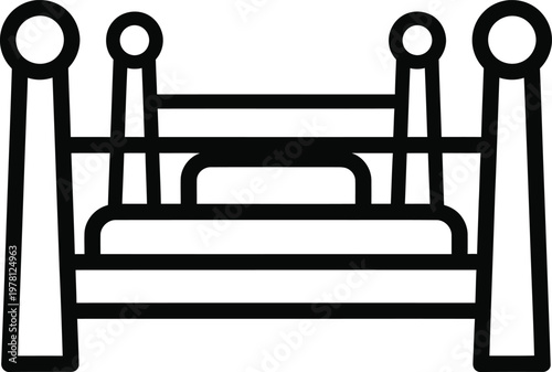 Black outline of a crib with a mattress baby bed infant bed nursery furniture sleeping