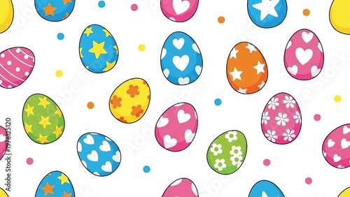 Colorful patterned easter eggs arranged in a festive holiday seamless design