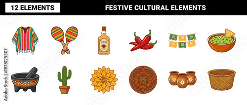 Mexican Culture and Festive Food Graphic Set