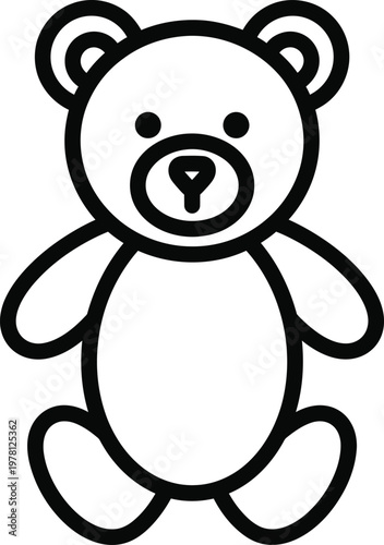 Black outline teddy bear sitting down stuffed animal symbol