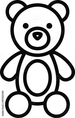 Black outline of a teddy bear stuffed animal symbol