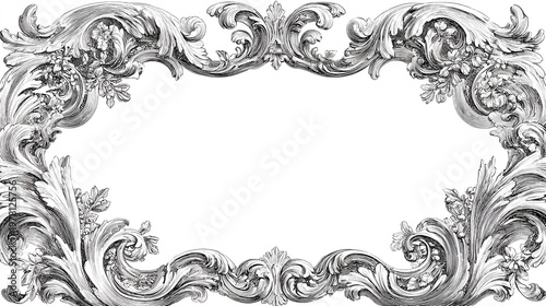 Elegant baroque floral ornament invitation frame with intricate engravings