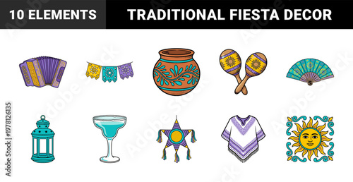 Mexican Fiesta Vector Graphic Asset Sheet