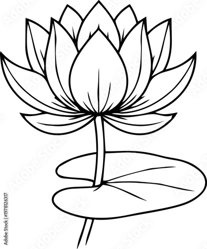 Elegant Gold Lotus Flower Fine Line Drawing Continuous One Line Art Motif