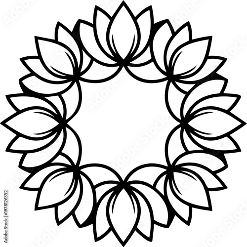 Elegant Gold Lotus Flower Fine Line Drawing Continuous One Line Art Motif