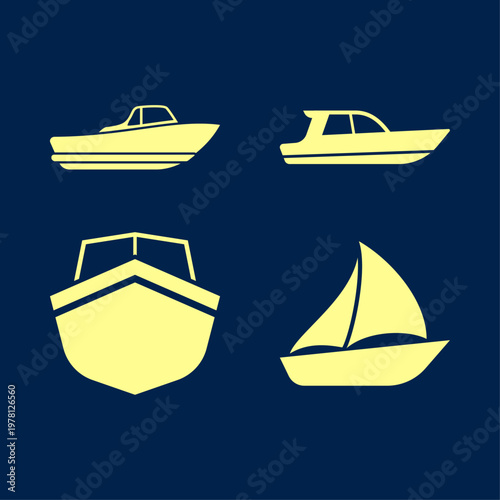 Boat artful trendy stylish design gorgeous vector Illustration colorful background
