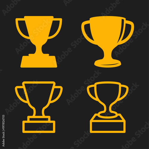 Trophy artful trendy stylish design gorgeous vector Illustration colorful background