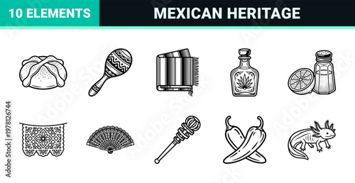 Mexican Folklore Celebration Graphic Set