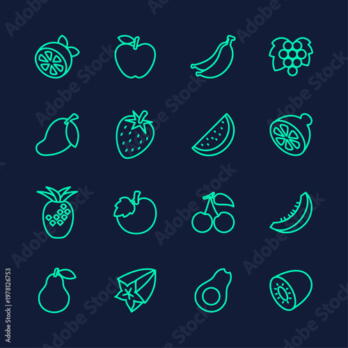 Fruit artful trendy stylish design cute vector Illustration colorful background