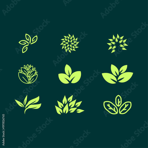 Leaf artful trendy stylish design cute vector Illustration colorful background