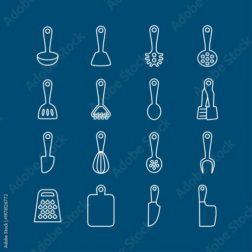 Kitchen Utensil artful trendy stylish design cute vector Illustration colorful background