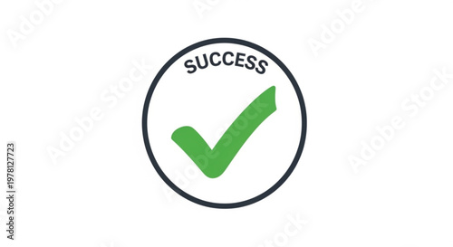 A green checkmark icon in a circle with the word Success, representing achievement and approval in a modern, flat design.