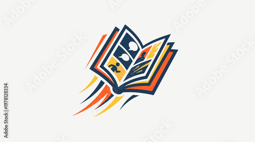 Creative Book Logo with Abstract Design Elements