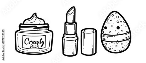 Cosmetic products collection isolated on black background vector illustration